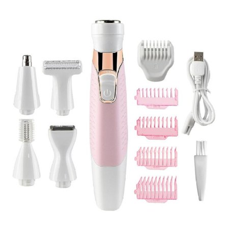 Intimbarbermaskine til kvinder, ElectriBrite 3 i 1 elektrisk trimmer til kvinder til krop, bikinilinje, intimområde, ansigtshår og øjenbryn, damer