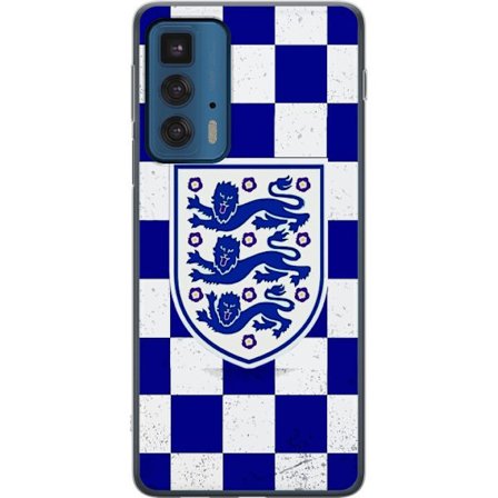 Yhteensopiva Puhelinkuori Motorola Motorola Edge 20 Pro Graafinen shakkiruudukkokuviointi sinisellä ja valkoisella, klassisella heraldisella vaakunal