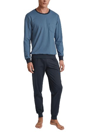 Calida Pyjamas with cuff Relax Essentials Herr Blå L