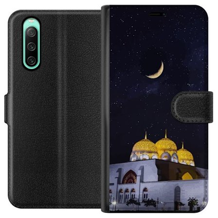 Yhteensopiva Lompakkokotelo Sony Xperia 10 IV Tähtikirkas yö kultaisine kupoleineen ja puolikuun yllä valaistun moskeijan yllä