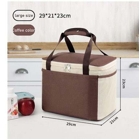 Isolasjonsbag for skole, jobb, piknik, bærbar, stor kaffefarge