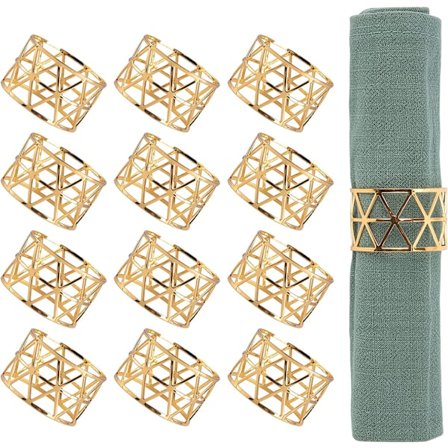 12 stk. - Servietringe, Guld Servietringe Sæt af 12, Ferie Servietter