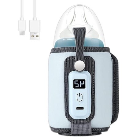 ING Baby Matvarmer, Bærbar USB Flaskevarmer, Nøyaktig Justerbar Temperatur, Blå