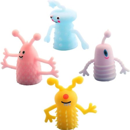 Hirviön sorminuket, kumisormia, hienoja hohtavia pimeässä lastenjuhliin KLB