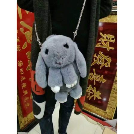 Muodi Plush Rabbit Reppu Yksi Kaksi Olkapää Viisto Span Laukku Joululahja DB light gray