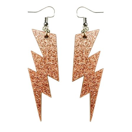 Earrings - Lightning - Brown/Rose - Acrylic - Oversize