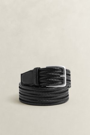 GANT Herren Elastischer Flechtgürtel aus Leder (80/32) Schwarz