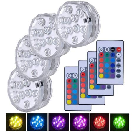 RGB undervands nedsænket LED-lys IP68 Vandtæt batteri Power Dam Svømmebassin Natlys til Vase Base Floral Aquarium 2 lamp 1 controller