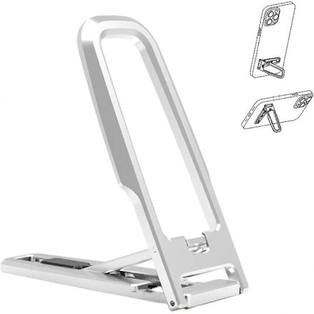 Tynt Telefonstativ, Sammenleggbart & Justerbart Mini Mobiltelefonholder Nettbrettstativ Usynlig Feste for Baksiden av Telefonen, Multi-Vinkel 