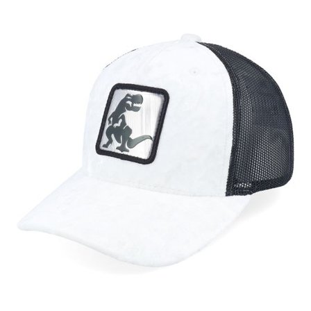 Calza Pennello - Vit trucker Keps - Kids Dino Silver Patch Velvet White/Black A-Frame Trucker @ Hatstore