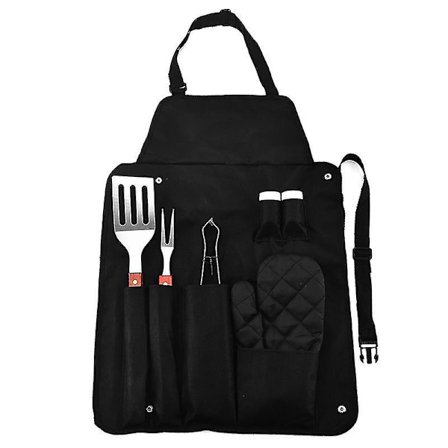 7-delt Premium Grill-køkkensæt med forklæde og grilltilbehør | Grilltilbehør | Kvalitetsgrill og grill