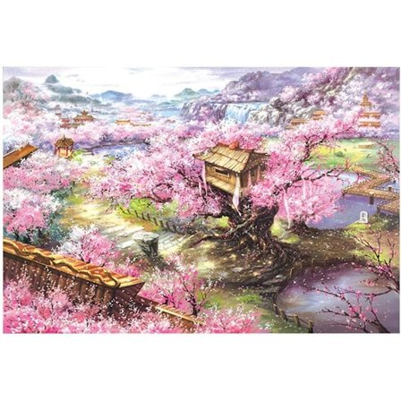 Voksen 1000 Brikker Sakura Villa Puslespil Pædagogisk Puslespil 1000 Brikker Sakura Naturlandskab Puslespil, D