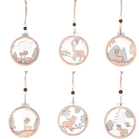 Julgransprydnader i trä Julgransdekorationer Handgjorda trähängen Juldekorationer i trä Ren Älg DIY Trähängande Dekorationer Chr