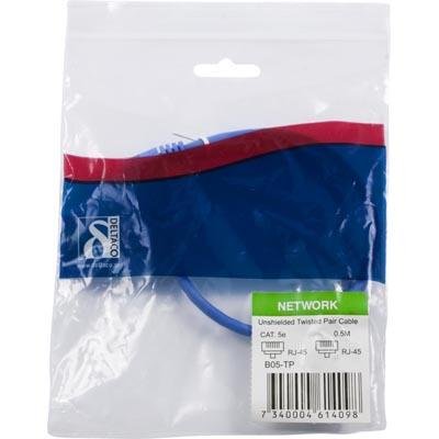 Deltaco UTP Patchkabel, Cat.5e, blå 0,5 m