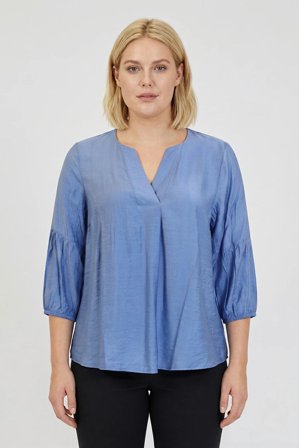 CISO - 3/4 Ærmet Bluse - Blå - V-Hals