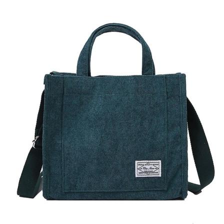 Luksus designerhåndveske Corduroy dameveske New Trend Single Skulderveske Ensfarget Spenne Messenger Bag Liten firkantet veske Green 26X23X10