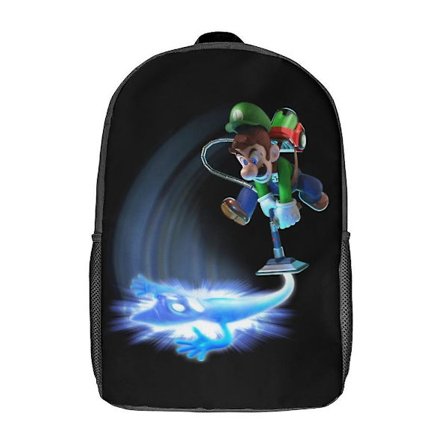 Luigis Mansion Skolryggsäck Axelväska 17 Tum Casual Daypack Student Bookbag Lätt Laptop Ryggsäck sdmSJB3580