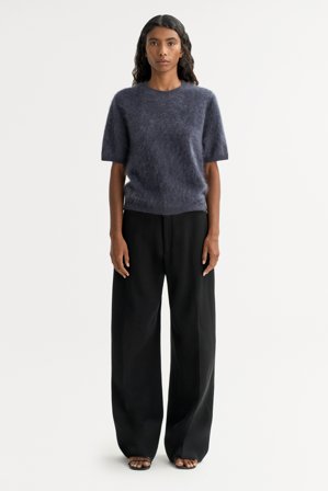 Soft Goat - Brushed Short Sleeve - Women cashmere sweater - S - Anthracite