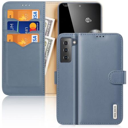 Samsung Galaxy S21 Plus - Dux Ducis Hivo Äkta Läder Fodral - Blå Blue Blå