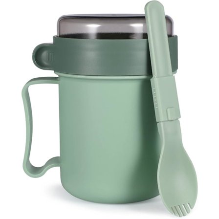 Suppekopp med lokk og skje Mikrobølgeovnkopp Suppekopp for å ta med Bærbar frokostblandingkopp (Grønn)-FA6-