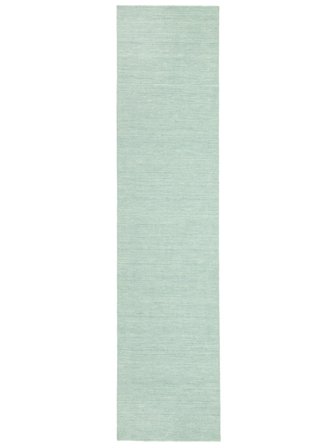Plain (Single Colored) Small Handloom Flat Rug - Mint Green 80X300 Wool, In Modern Style