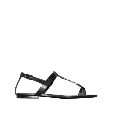Saint Laurent, Flat Sandals Czarny, Kobieta, Rozmiar: 36 EU
