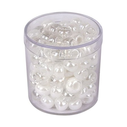Glasperl med stort hål, 8,7 mm ø - vit