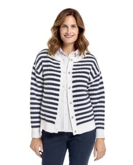 Mönsterstickad kofta i mjuk bomull Eva Blå/vit - 44/46 - Åshild