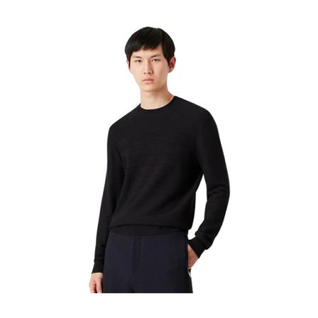 Emporio Armani Ottoman fabric sweater with Maxi Aquila inlay Blå, Herre