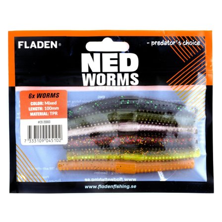 Fladen NED worm 6p 10cm assorted