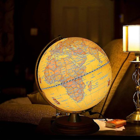Opplyst globus for barn med trestativ, innebygd LED for opplyst nattvisning, antikk globus