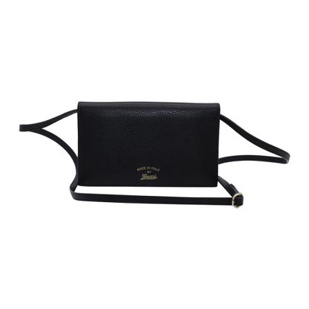 Gucci Vintage, Pre-owned Swing Wallet with Strap in Leather Zwart, Dames, Maat:ONE Size,voering