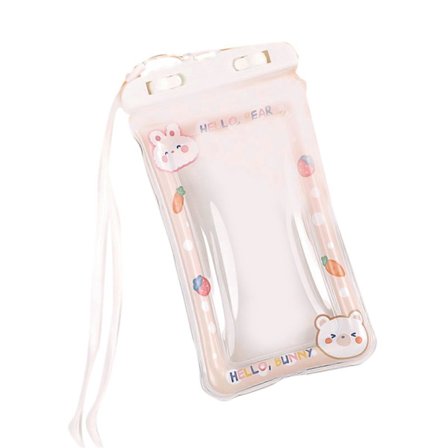 Flytende Vanntett Telefonveske Søtt Tegneserie Undervanns Mobiltelefondeksel med Snor Flytende Vanntett Veske: Rosa Bjørn Kaninhode