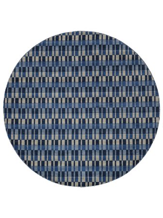 Tapis De Laine Denver Bleu Rond Oeko-Tex