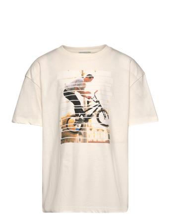 Over Printed T-Shirt Tops T-Kortærmet Skjorte Cream Tom Tailor