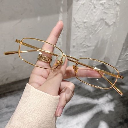 Små firkantede briller med ramme, anti-blått lys, GULL