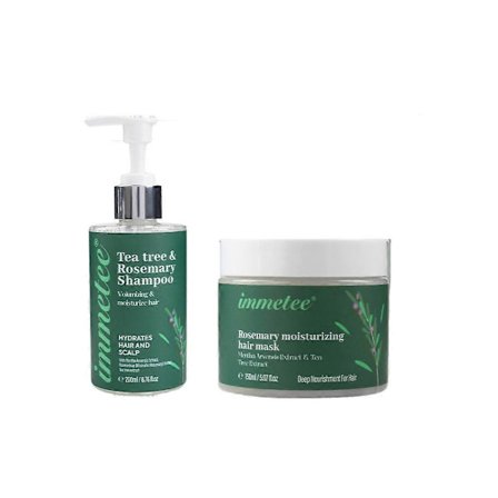 Tea Tree & Rosemary Schampo och Balsam Set, Uppfriskande och Balanserande Schampo Lindrar Torr Hårbotten, Djup Balsam Reparerar Torrt Skadat Hår