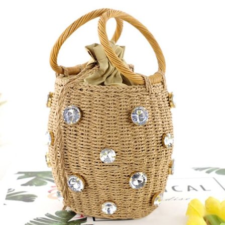 Vann Diamond Grass Woven Bag Håndholdt Rattan Woven Bag LIGHT