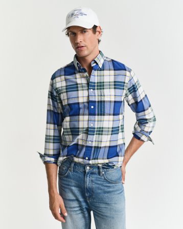 GANT Herren Regular Fit Oxford-Hemd mit Karomuster (XL) Blau