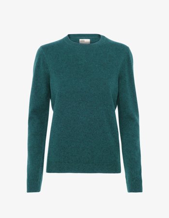 Women Light Merino Wool Crew - Ocean Green - S