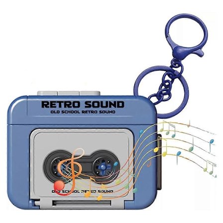 Mini Retro Kassettebåndoptager Klassisk Sjov Rød og Blå Par Gave Nøglering Vedhæng