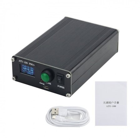 ATU-100 Pro+ Automatisk Antennjusterare 100W 1.8-55MHz 0.96 Tum OLED-Display Monterad med Metallhölje Uppladdningsbart Batteri