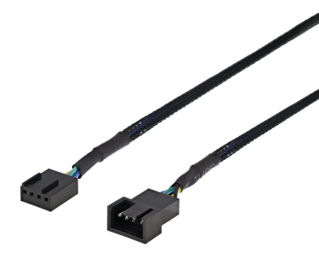 Deltaco forlengelseskabel for viftestrømforsyning - 4-stifts viftekontakt til 4-stifts viftekontakt - 30 cm