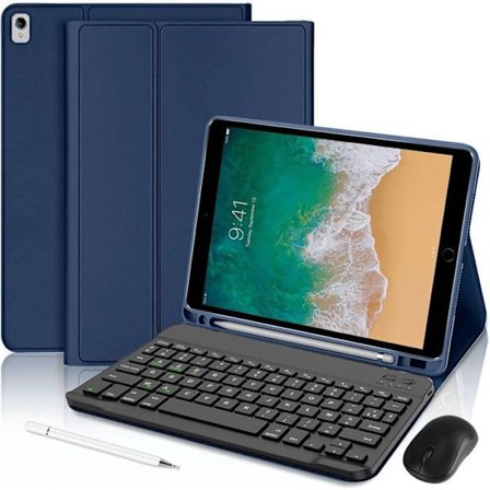 Tangentbordsfodral för iPad Air 3 10,5" / iPad Pro 10,5" - Mörkblå med Bluetooth-tangentbord + Mus + Stylus