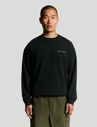 Lyle & Scott Script Brushback Crew Neck Sweatshirt - Navy - M