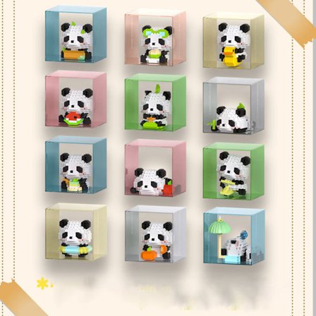 Søde Panda Mini Byggeklodser – miniature byggeklodser kompatible med LEGO, den perfekte gave til børn (to stilarter valgt tilfældigt)