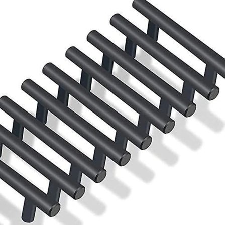 20-pak sorte håndtag i rustfrit stål til køkken (hulafstand: 64 mm)