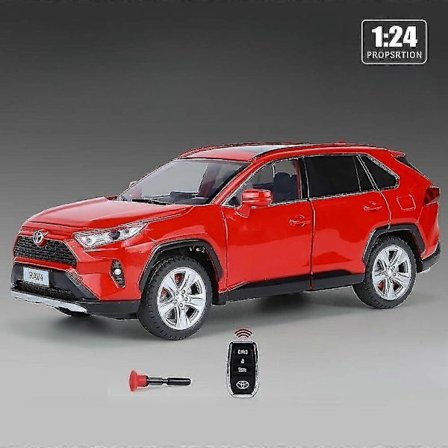 1/24 Toyota Rav4 Suv Sport Diecast Legering Miniatyr Leksaksbil Modell Fjärrkontroll Ljud Ljus Dra Tillbaka Samling Gåva Till Pojke