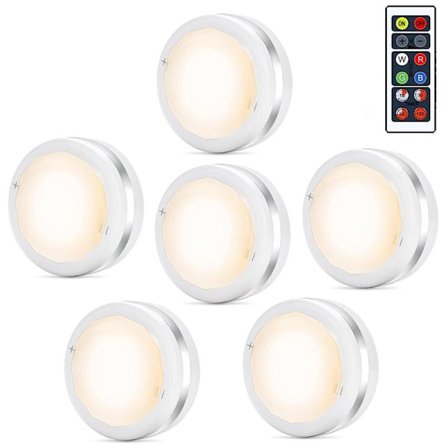 LED Puck Lamper 6-pak, Fjernbetjening, Dæmpbar Lampe Batteridrevet Touch Skab Køkken Garderobe Lamper (Batterier Ikke Inkluderet)
