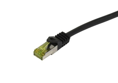 SYNERGY Patchkabel RJ45, CAT6A 500Mhz,15m, schwarz, S-STP(S/FTP), TPE/LSZH Indoor/outdoor (UV/Water/oil/-resistant), AWG26, mit CAT7 Rohkabel, Synergy
